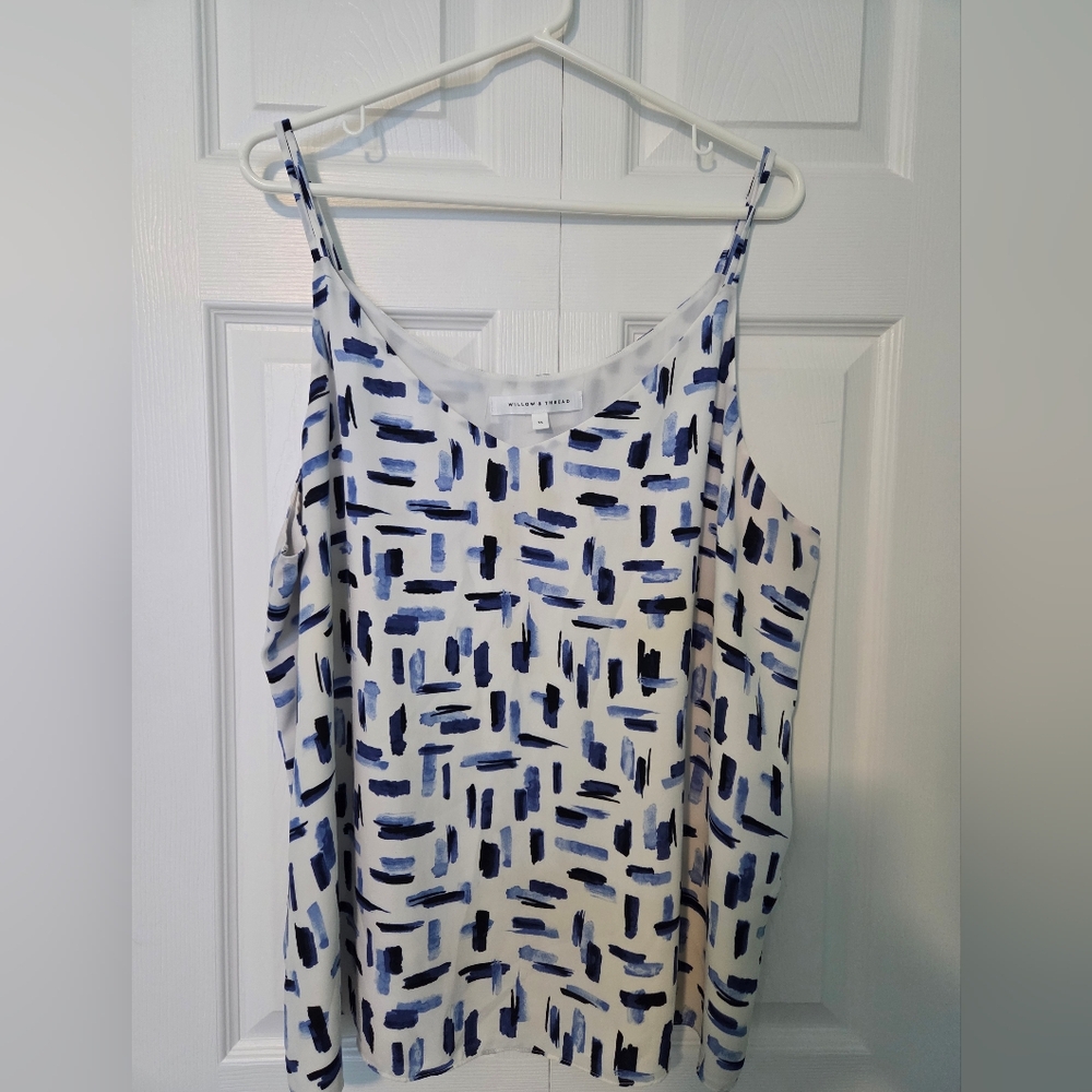 Willow And Thread Plus Size 2X Blue And White Camisole